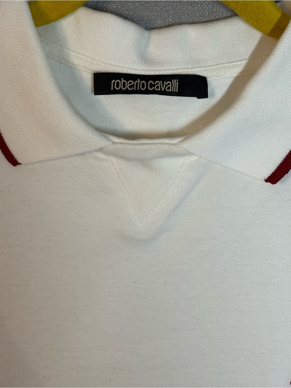 Roberto Cavalli White Polo with Red Trim and Chest Logo - Picture 2 of 6
